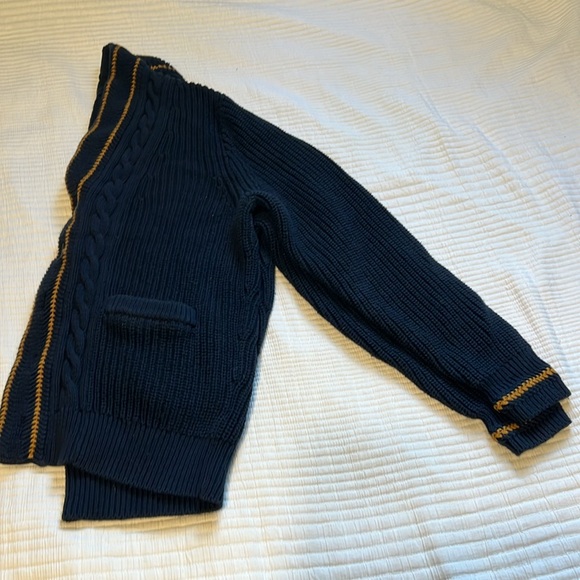 J Crew Navy Cable-Knit Varsity Cardigan - Picture 2 of 3